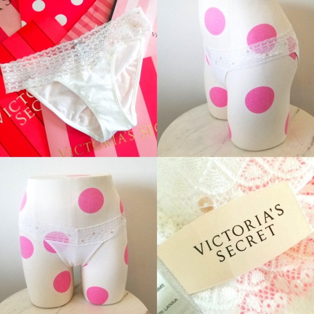 Victoria's Secret Vintage Sequin Bling Low Rise Cotton Lace Bikini Panty NWT